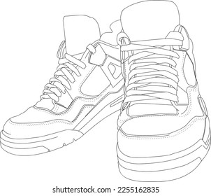 A vector line art, subject: shoes