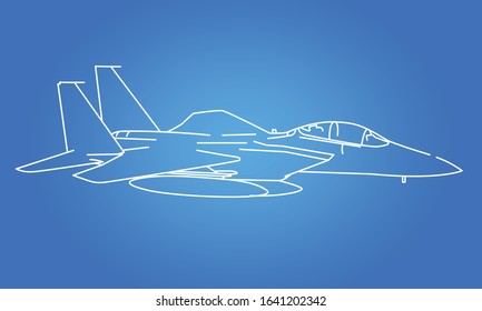 Vector Line Art Tactical Fighter Jet