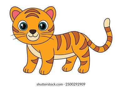 Vector Line Art of a Tiger on White Background Vector Illustration, Logo Icon, Clipart