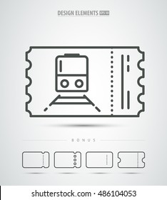 Vector line art train ticket icon design. Simple and clean icon set. Train icon in a minimalistic style.