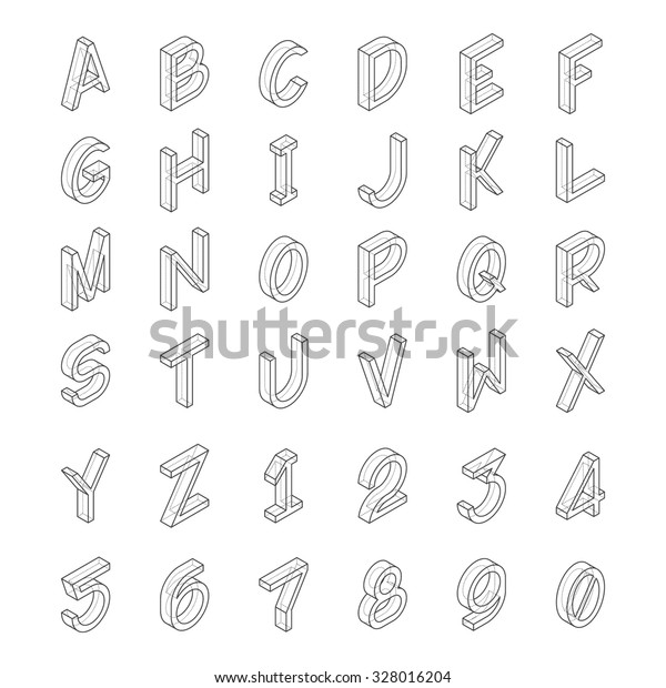 Vector Line Art Transparent Alphabet Isometric Stock Vector (Royalty ...