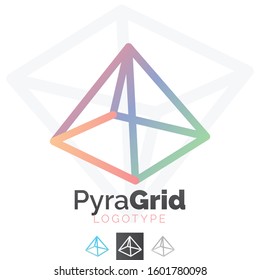 Vector Line Art Triangle, Pyramid Logo. Professional Business Graphics, Corporate Identity, Branding Icon.