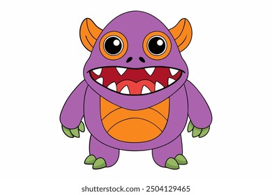 Vector Line Art of an Ugly Monster Cartoon on White Background Vector Illustration, Logo Icon, Clipart