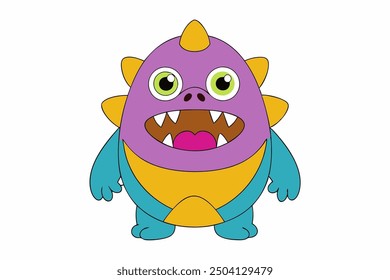 Vector Line Art of an Ugly Monster Cartoon on White Background Vector Illustration, Logo Icon, Clipart