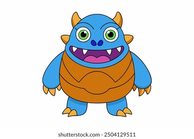 Vector Line Art of an Ugly Monster Cartoon on White Background Vector Illustration, Logo Icon, Clipart