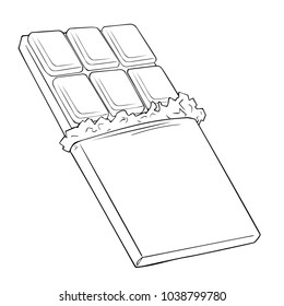 Vector line art of unwrapped chocolate bar 