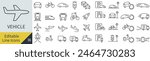 Vector Line Art Vehicle Icon Set