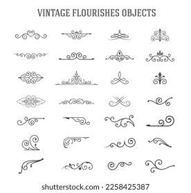 Vector line art vintage flourishes object