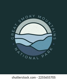 Vector Line art Vintage Great Smoky Mountains National Park diseño al aire libre para camisetas, ropa y más