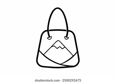 Vector Line Art of Wanderlust Tote Bag on White Background Vector Illustration, Logo Icon, and Clipart"