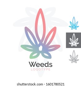 Vector Line Art, Weed Leaf Logo. Professional Business Graphics, Corporate Identity, Branding Icon.