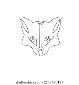 vector, line art of wolf head on white background