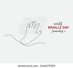 Vector line art of World Braille Day celebration drawing	