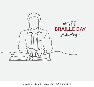Vector line art of World Braille Day celebration drawing	
