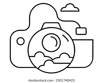  Vector Line Art of World Photography Day on White Background Illustration Clipart Design, Vector line art celebrating World Photography Day on a white background perfect for design projects