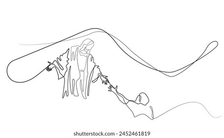 vector line art.jesus gives help to the people.line vector illustration