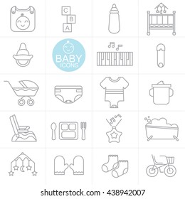 Vector Line baby used icon set design