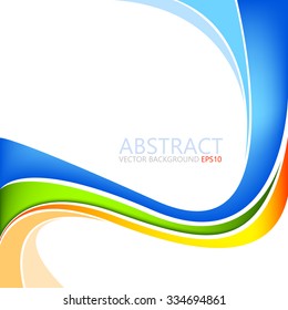 Vector line background colorful curve blue orange green overlap paper layer with space for background design