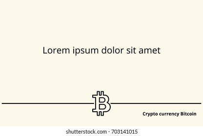 Vector line background with images of digital crypto currency symbol bitcoin, ascending chart and two places for text, for your presentation, flyer or site,flat style