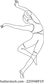 Vector line ballet dancer illustration.
