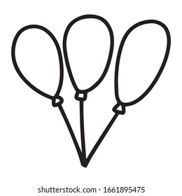 Vector line balloons. Line illustration . Line illustration for coloring book.Vector balloons illustration for children's coloring book