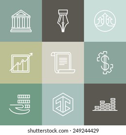 Vector line banking icons and logos - business and finance concepts