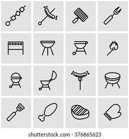 Vector line barbecue icon set.