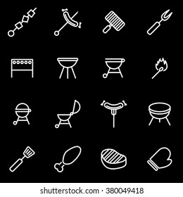 Vector line barbecue icon set.