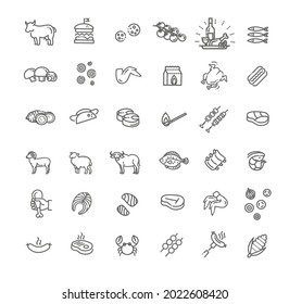 Vector line barbecue icons set on white background