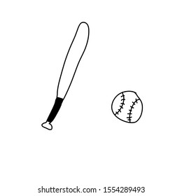 vector line baseball playing equipment