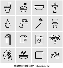 Vector Line Bathroom Icon Set