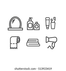 Vector Line Bathroom Icon Set