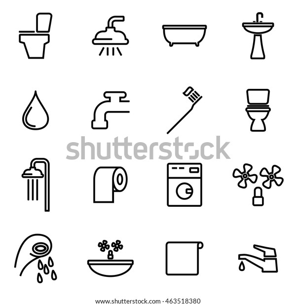 Vector Line Bathroom Icon Set On Stock Vector (Royalty Free) 463518380 ...