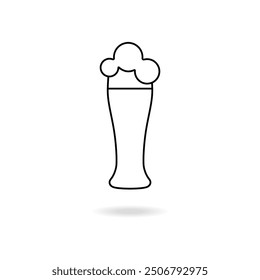 Vector line beer glass. Foam beer in a glass. Foam beer pint vector. Clinking outline glasses. Alcoholic drink beer vector. Vector illustration.