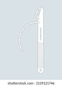 Vector line bicycle repair tools - chain whip. Isolated on light blue background.