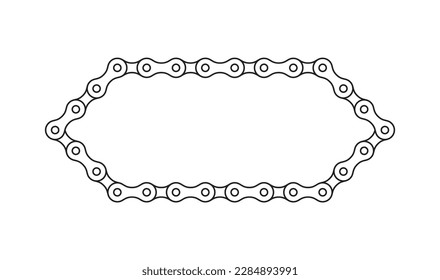 Vector line bike chain frame. Isolated on white background.