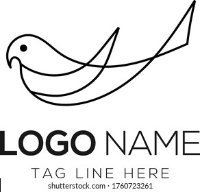 Vector line bird logo, pigeon silhouette, flying abstract logo, icon isolated.
