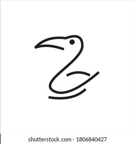 Logo de ave de línea vectora, silueta de pichón, logotipo abstracto volador, icono aislado.