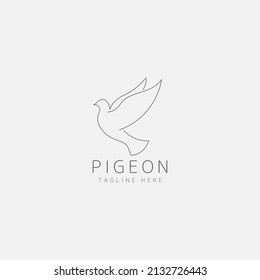 Vector line bird logo, pigeon silhouette, minimalism. Dove of peace icon. Vector illustration.