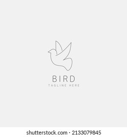 Vector line bird logo, pigeon silhouette, minimalism. Dove of peace icon. Vector illustration.