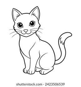 Vector of line black and white cat