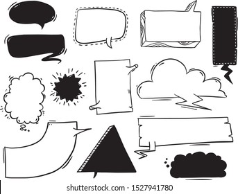 vector line black and white talk bubbles set for comics
