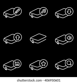 Vector line book icon set.