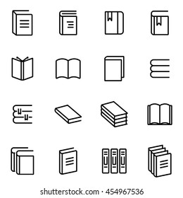 Vector line book icon set