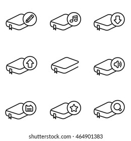 Vector line book icon set on white background