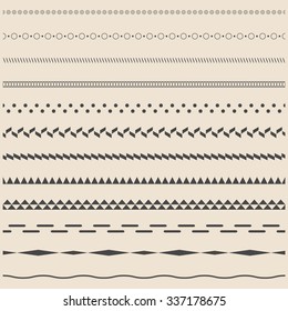 vector line border set design element. Geometric vintage pattern.