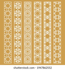 Vector line border set with geometric repeating pattern. Isolated design elements for page decoration, headline, banners, wedding invitation cards. Fashion white lace collection