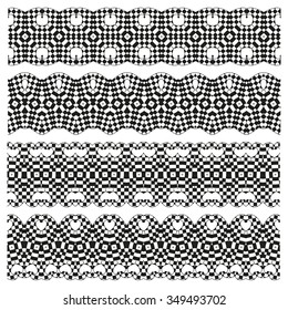 Vector line border set and scribble design element. Geometric fashion pattern. Trendy style brushes. A set of decorative items to decorate your work. Set of vector graphic elements for design. 
