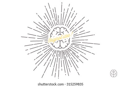 Vector line brain logo.