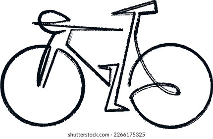 vector line brush sketch of the bicycle on the white background